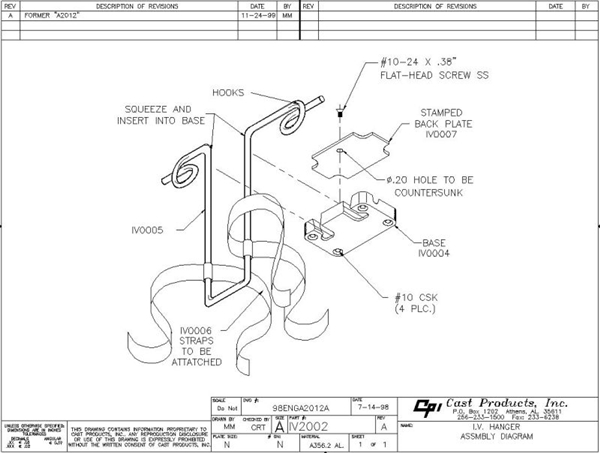 IV Hanger - Ceiling Mount - Cast Aluminum