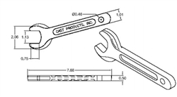 Oxygen Bottle Wrench, Aluminum, 7.675" long