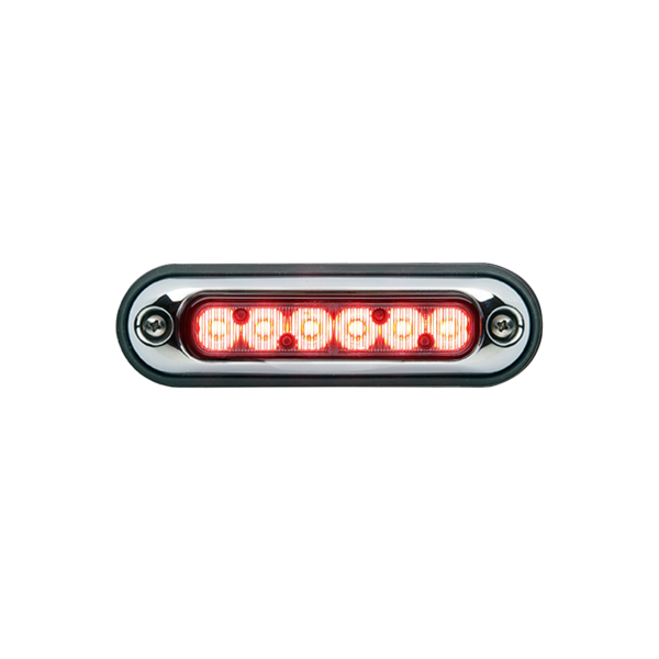 Whelen ION series Surface Mount, Red LED, Chrome Flange